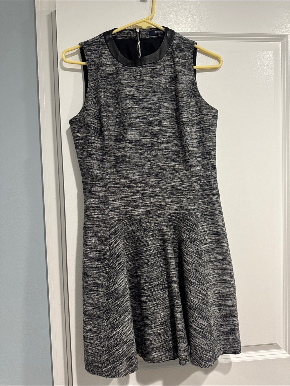 Madewell Marled Gray Fit-and-Flare Dress with Black Trim